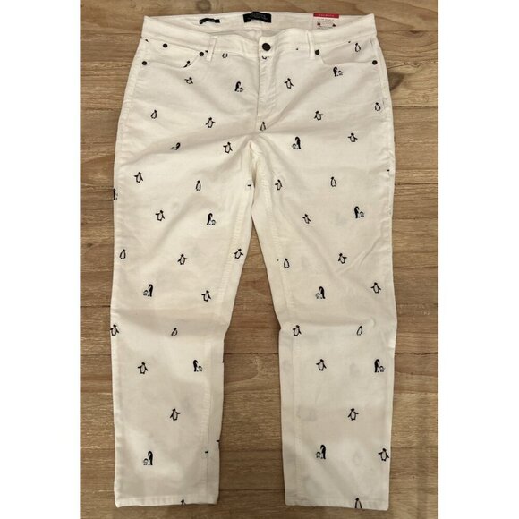 Talbots Denim - NEW Talbots Flawless Slim Ankle Corduroys Embroidered Penguin 16P 36x26 Ivory